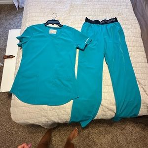 Teal Sketchers Scrub set